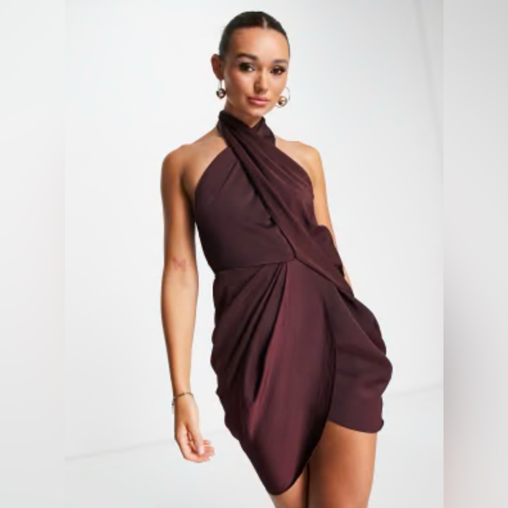 ASOS One Shoulder Burgundy Dress